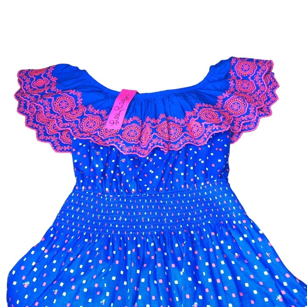 NEW Lilly Pulitzer Kalama Off The Shoulder Dress Medium Embroidered Garden Party